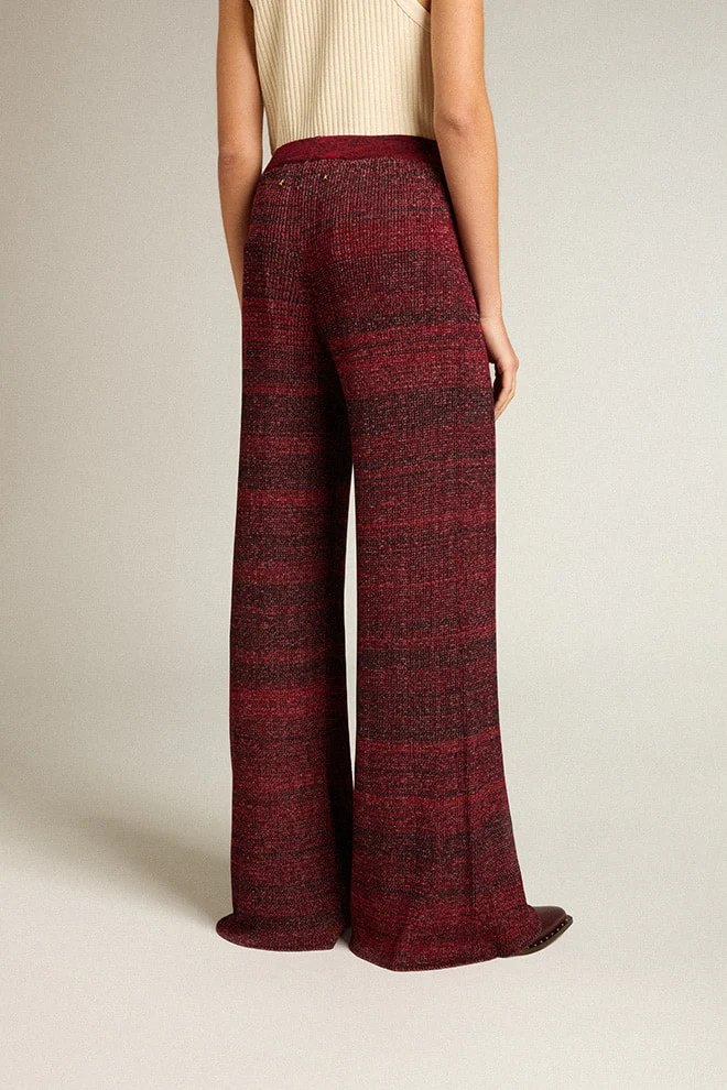 Women | Irregular-Striped Cotton Pants | Catawba Grape - Image 7
