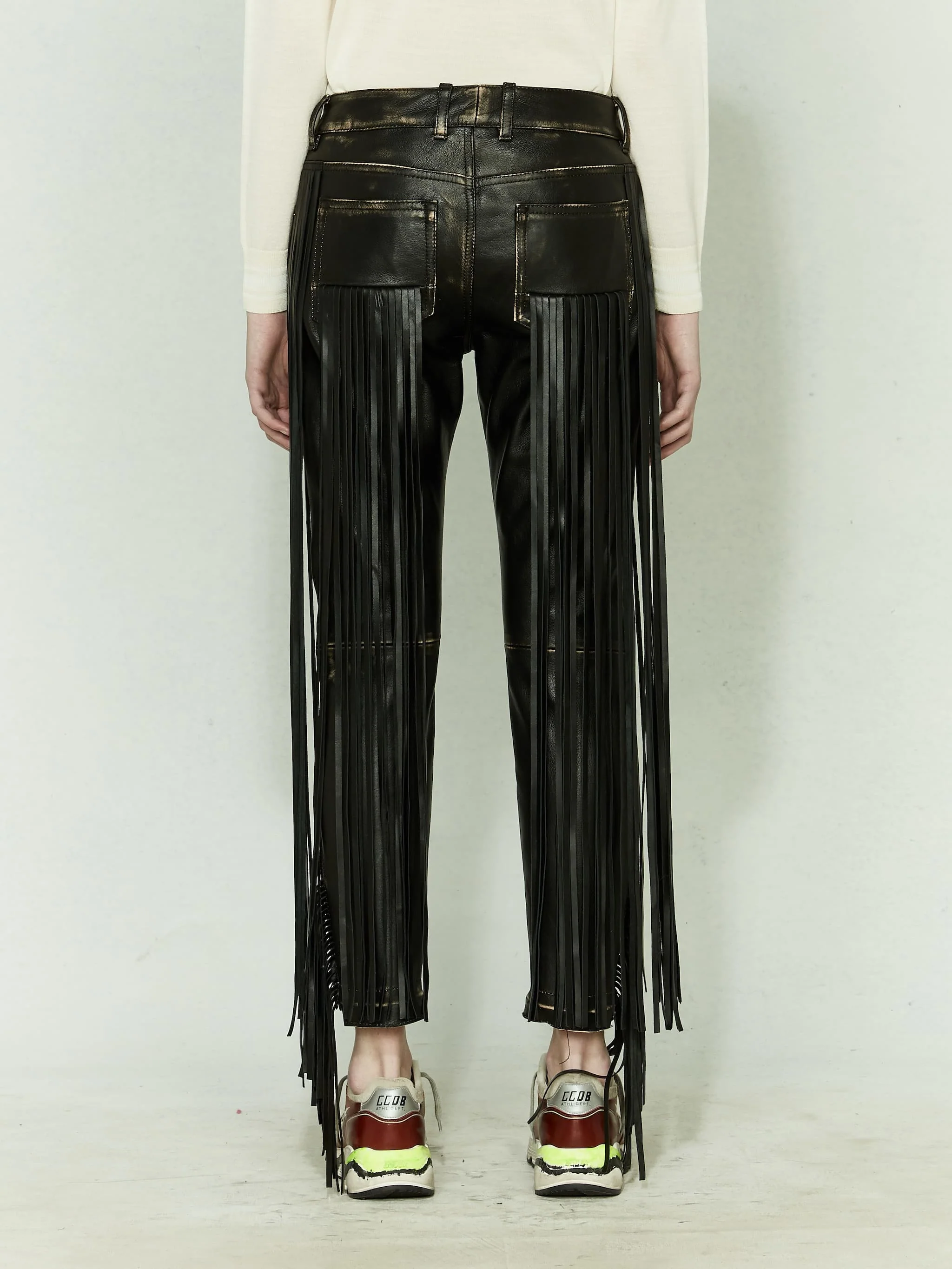 Women | Jolly Trousers Vintage-Look Nappa Leather with Fringe - Image 3