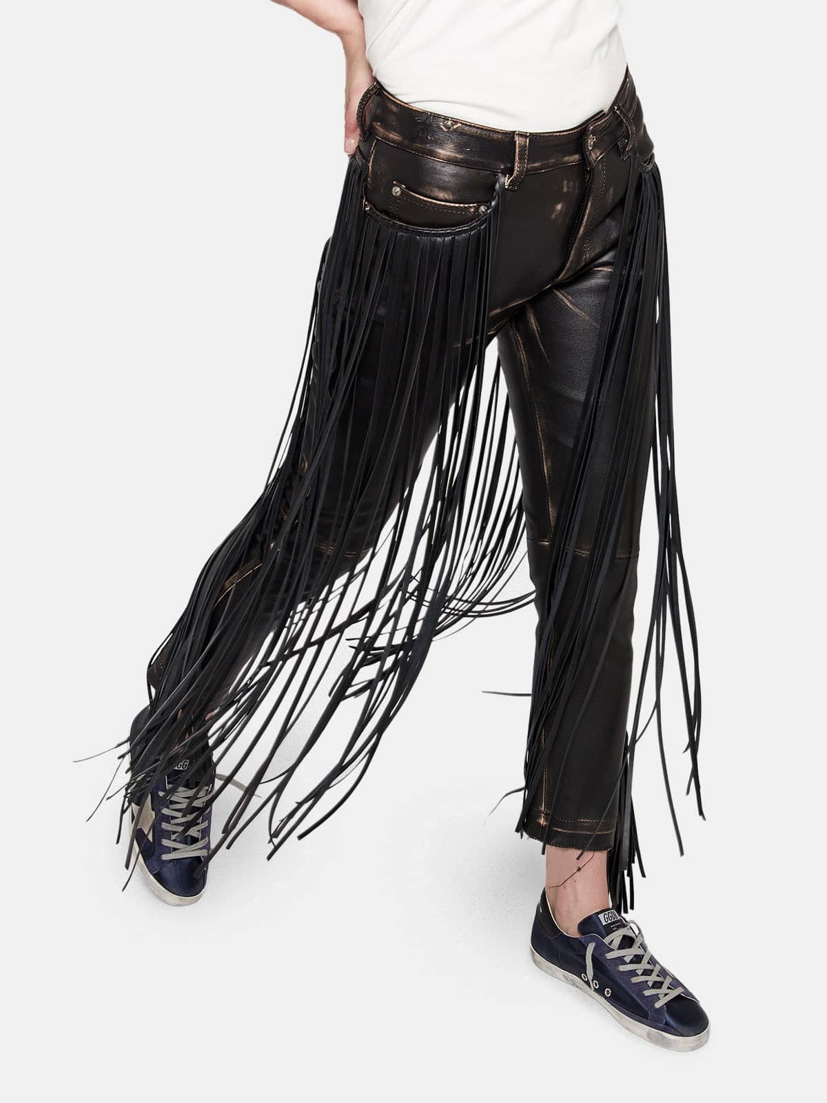 Women | Jolly Trousers Vintage-Look Nappa Leather with Fringe - Image 4