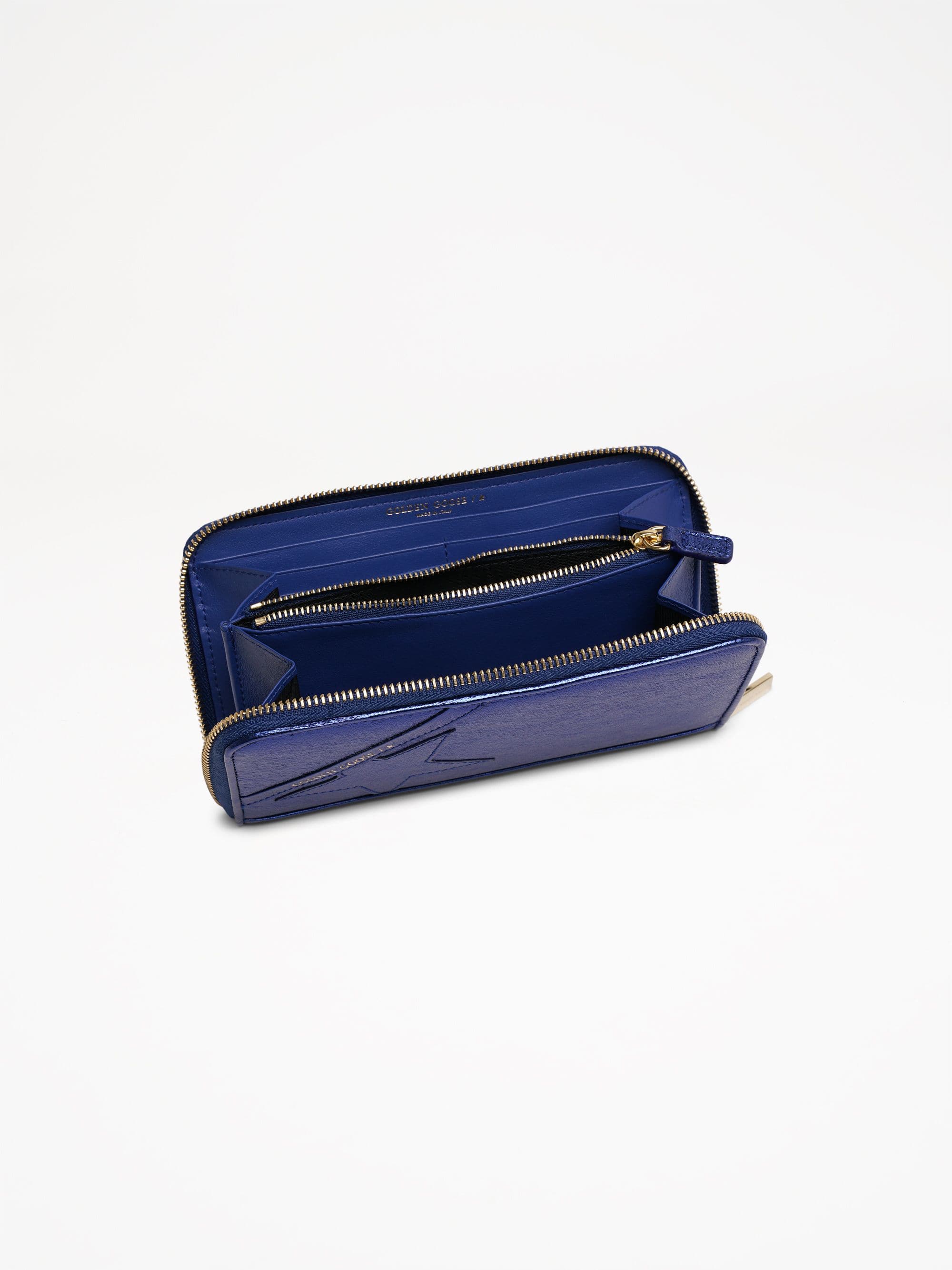 Women | Large Metallic Blue Star Wallet | Metallic Blue - Image 2