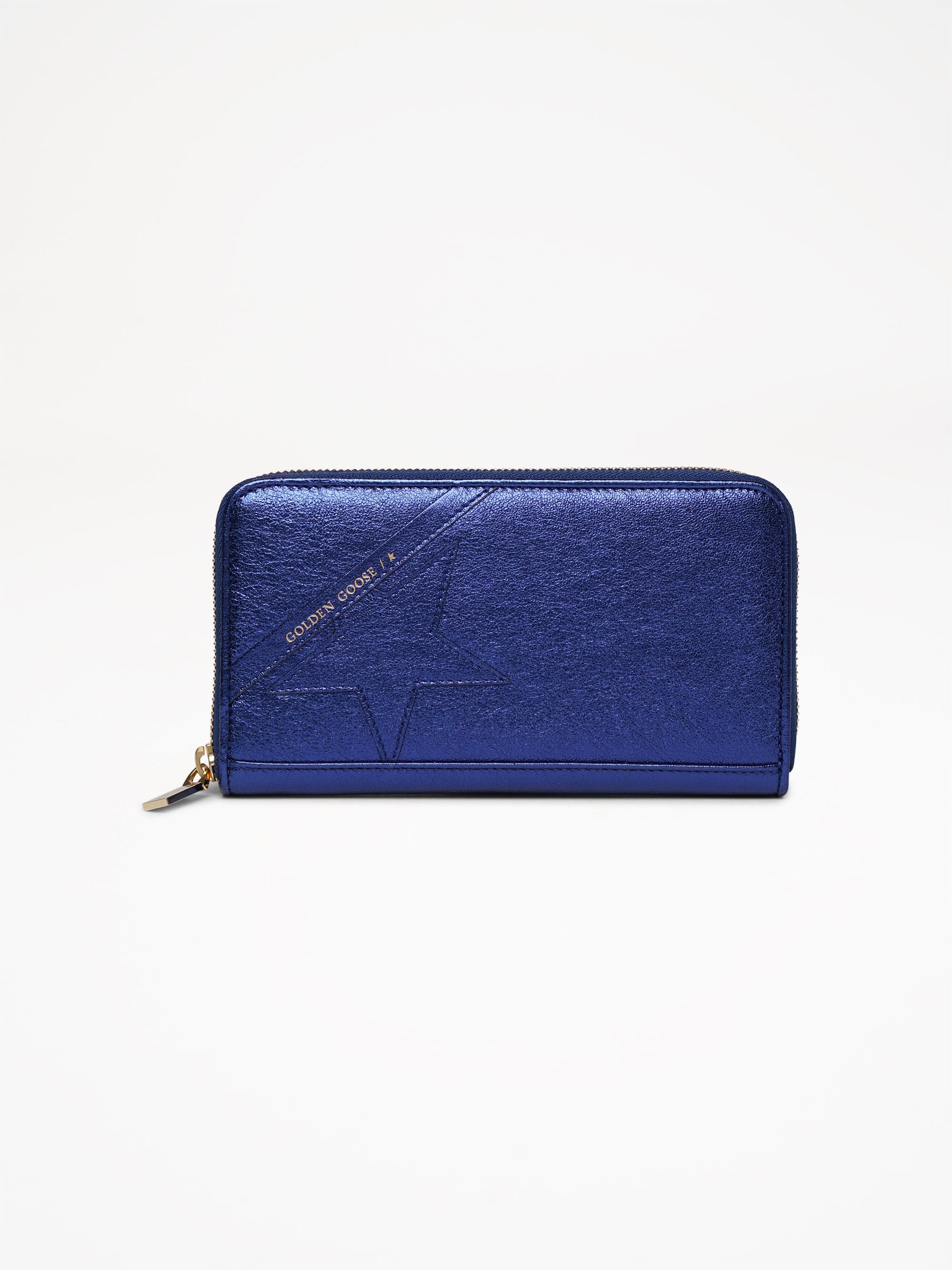 Women | Large Metallic Blue Star Wallet | Metallic Blue - Image 3