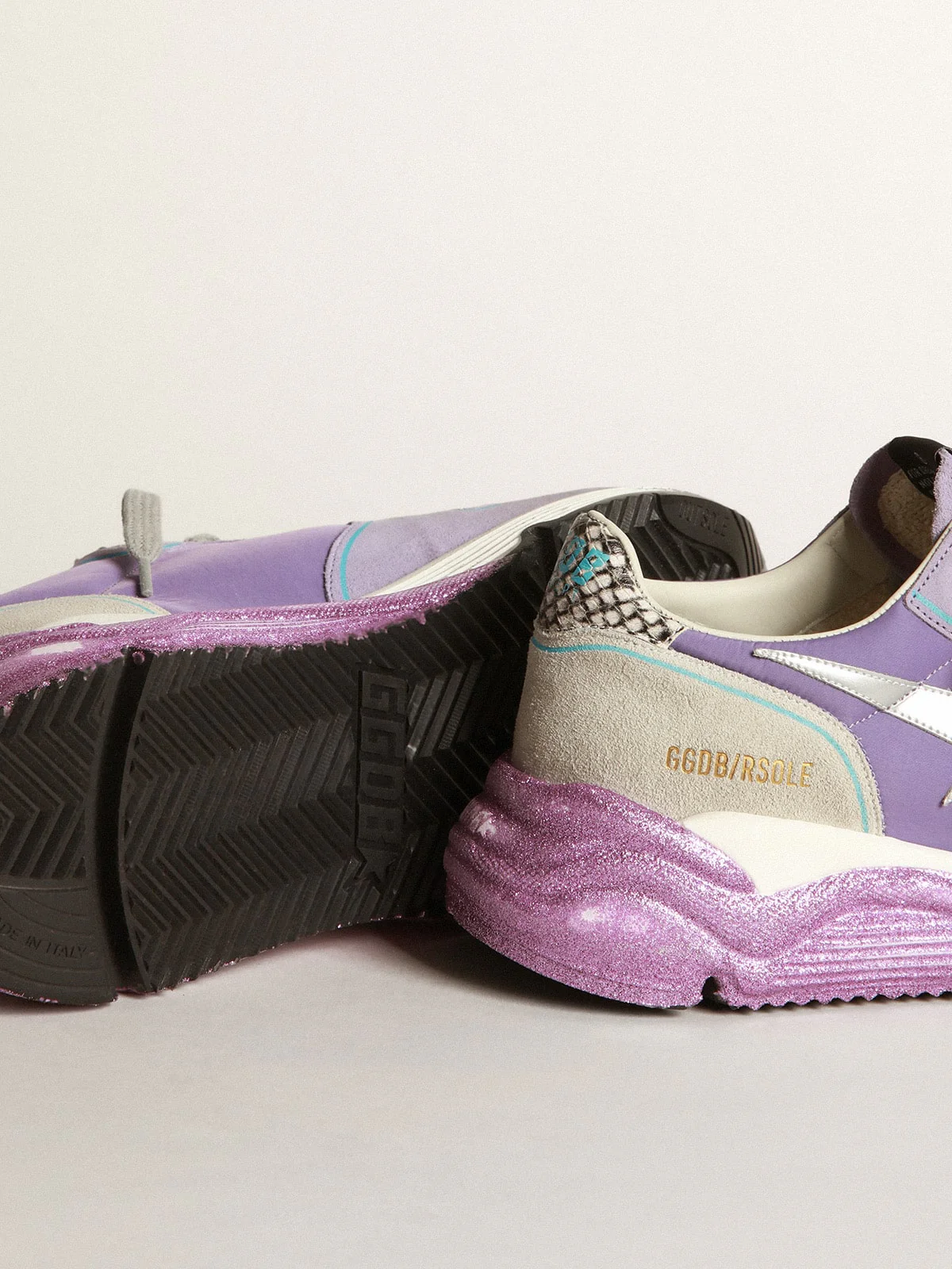 Women | Lavender Running Sole Sneakers with Glittery Sole & Silver Star | Lavender x Lilac x Silver x Ice