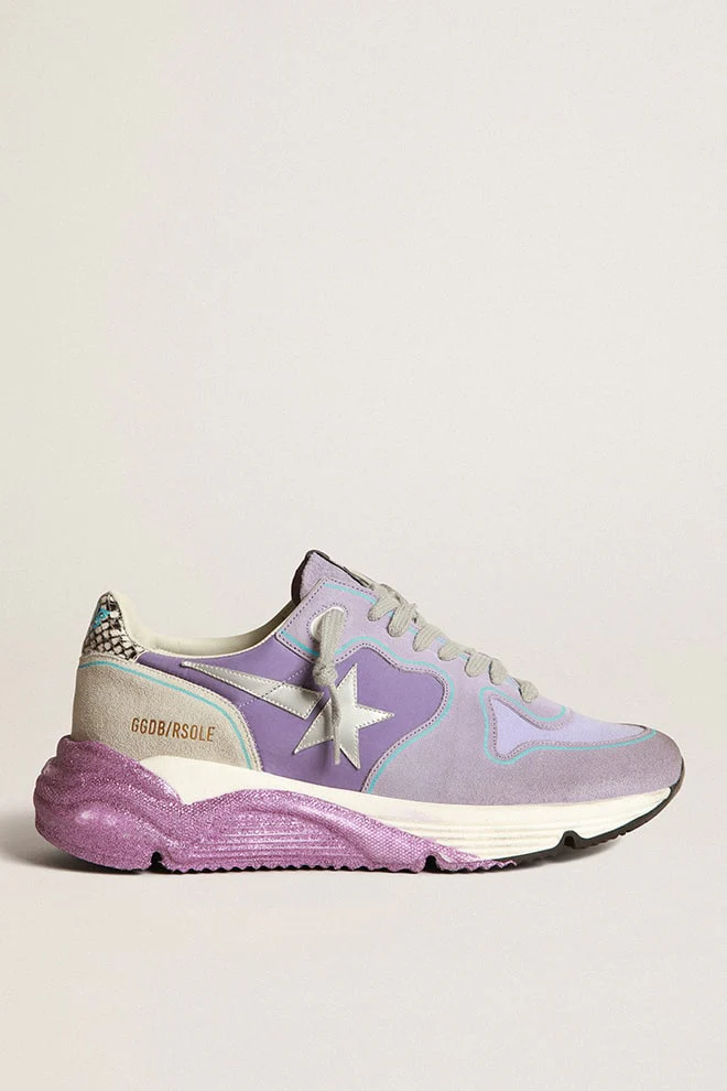 Women | Lavender Running Sole Sneakers with Glittery Sole & Silver Star | Lavender x Lilac x Silver x Ice - Image 2