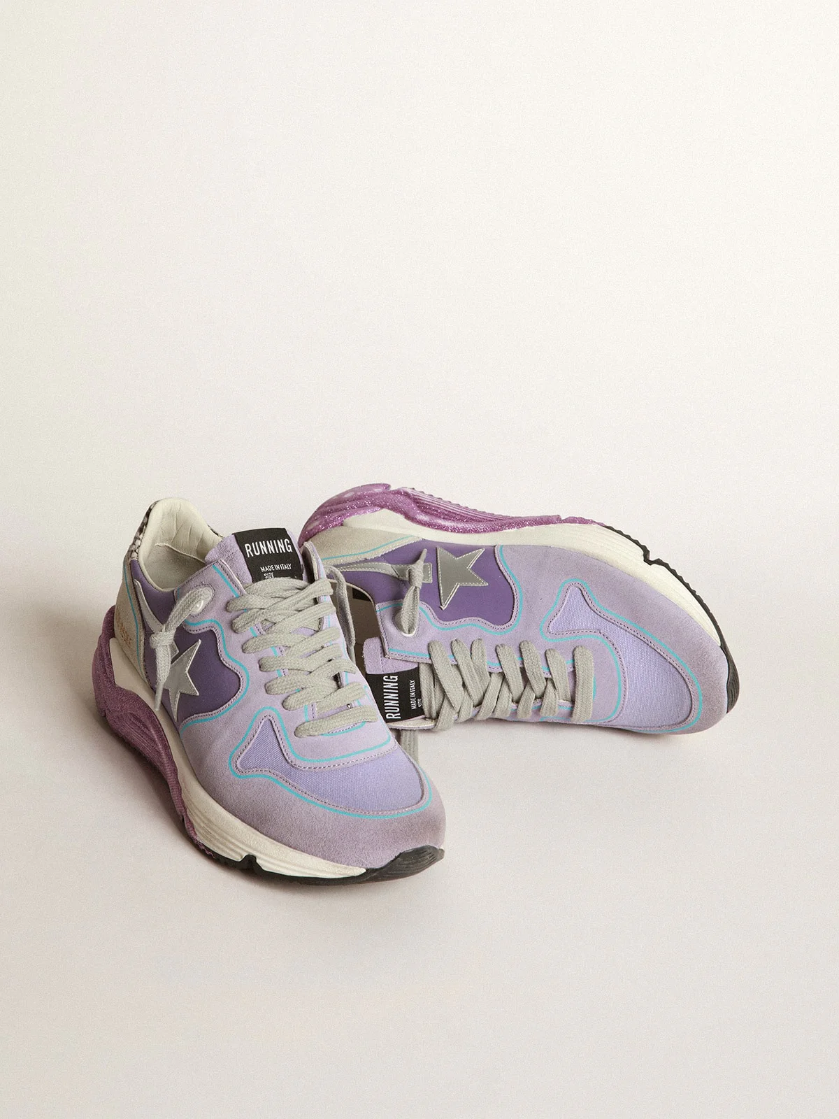 Women | Lavender Running Sole Sneakers with Glittery Sole & Silver Star | Lavender x Lilac x Silver x Ice - Image 3