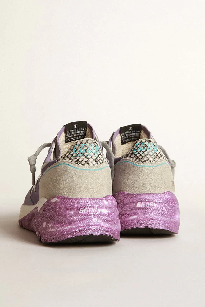 Women | Lavender Running Sole Sneakers with Glittery Sole & Silver Star | Lavender x Lilac x Silver x Ice - Image 6