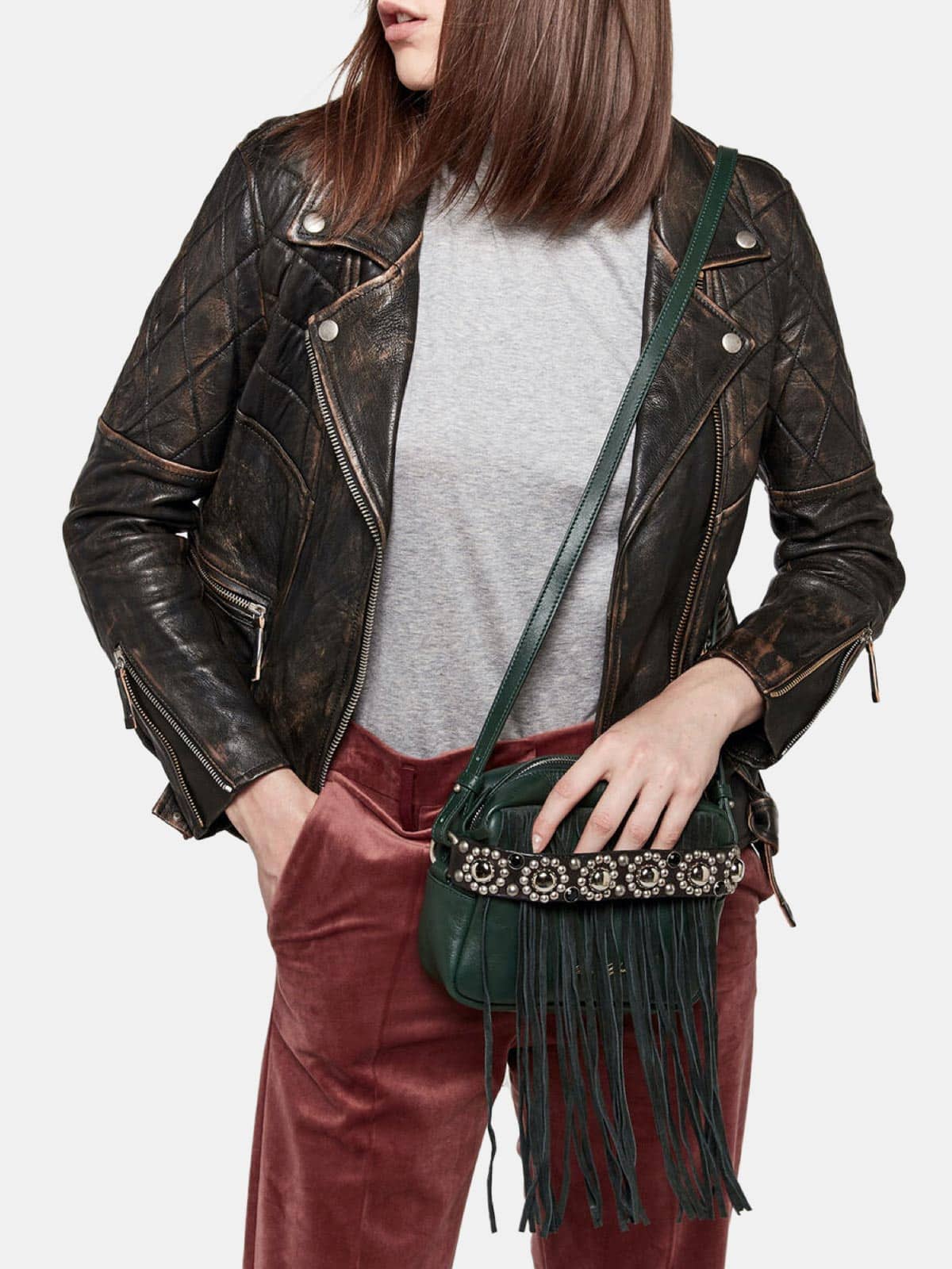 Women | Leather Camera Bag with Suede Fringe (V1) - Image 5