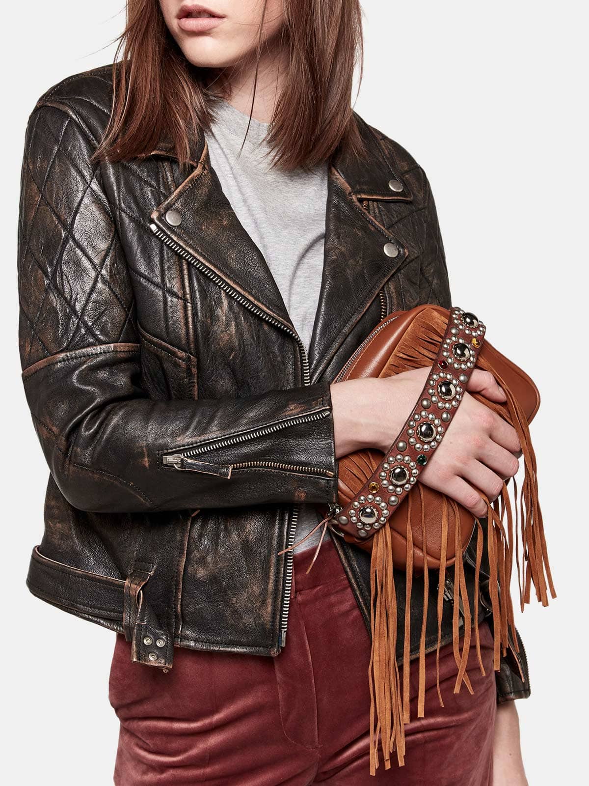 Women | Leather Camera Bag with Suede Fringe (V2) - Image 3