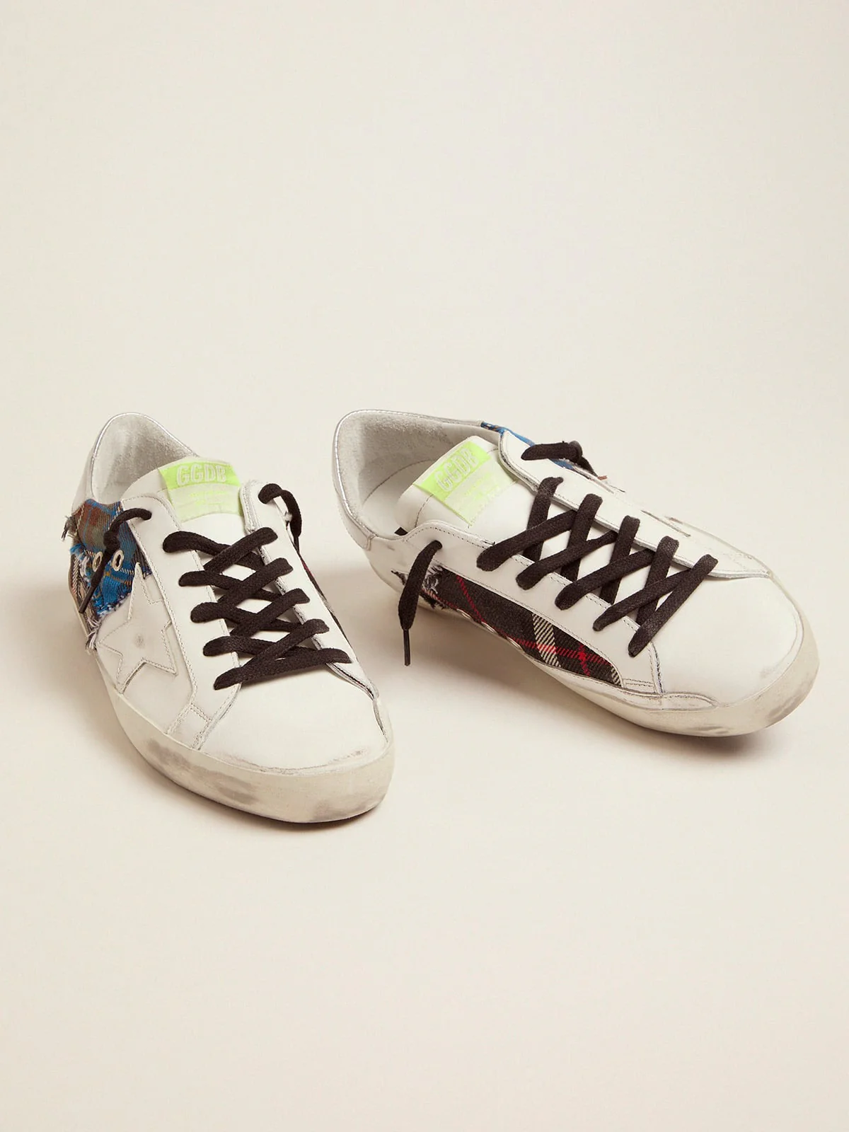 Women | Limited Edition Lab White Super-Star Sneakers with Tartan Insert | Multicolor x White x Silver - Image 5