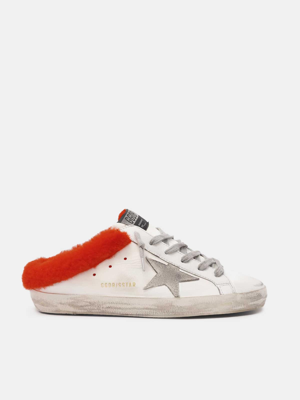 Women | Limited Edition Super-Star Sabot White Leather with Fluo Orange Shearling Padding | White x Orange Fluo x Ice - Image 5