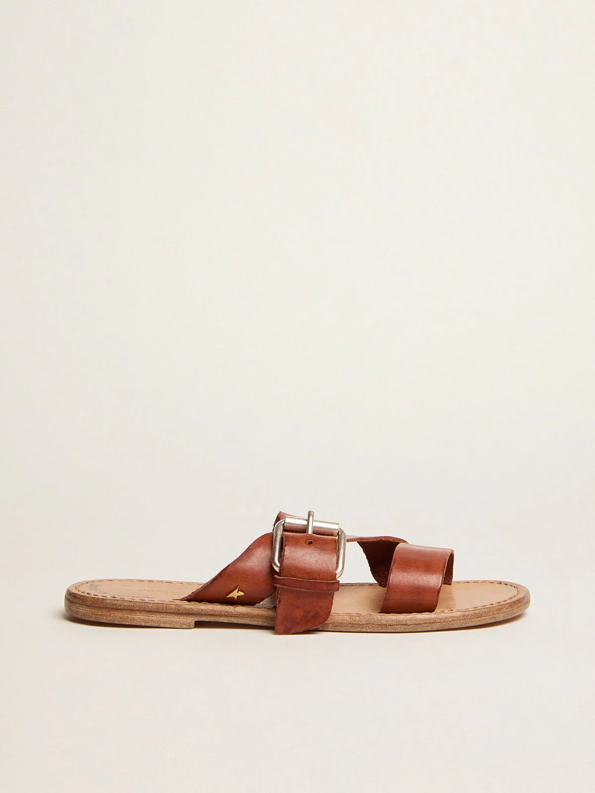 Women | Margaret Flat Sandals Resin-Coated Leather | Cuoio - Image 9