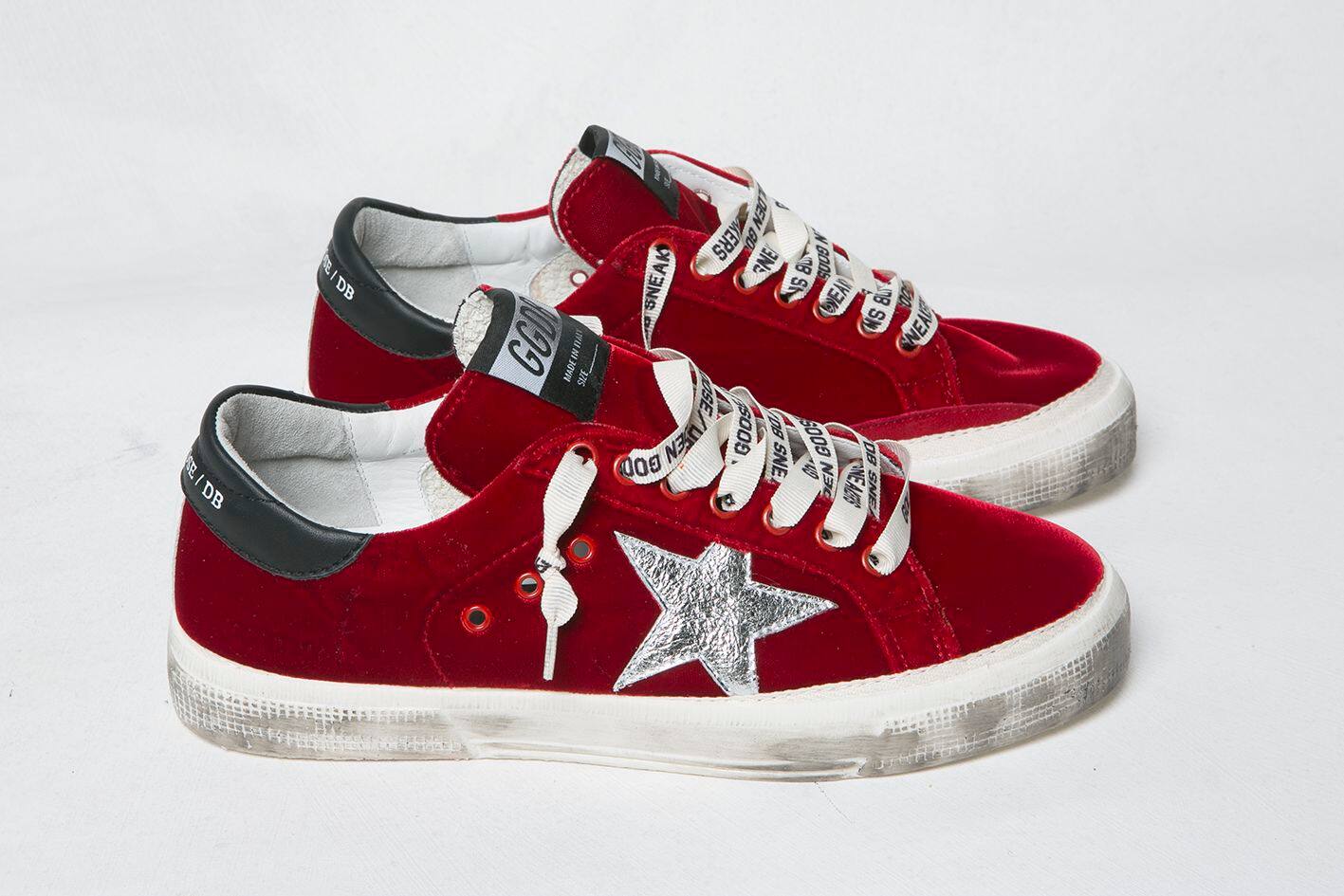 Women | May Sneakers Red Velvet-Silver Star