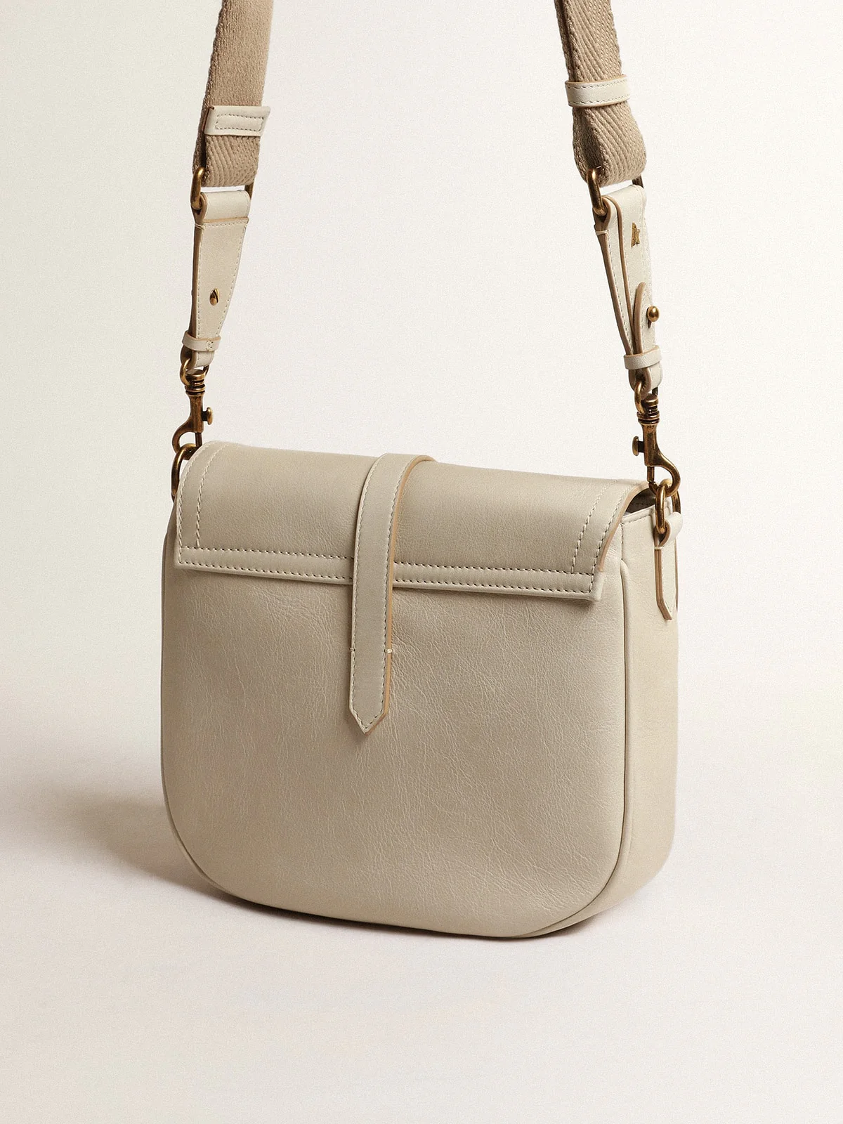 Women | Medium Sally Bag Porcelain Leather with Buckle & Contrasting Shoulder Strap | Porcelain - Image 2