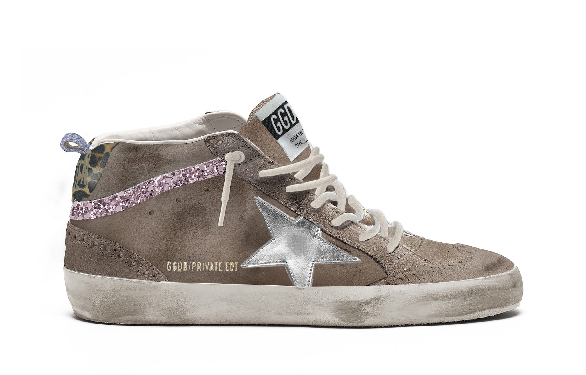 Women | Mid Star Beige Larice Suede with Silver Star & Violet Glitter Detail | Beige Larice x Silver x Violet x Black x Brown - Image 2