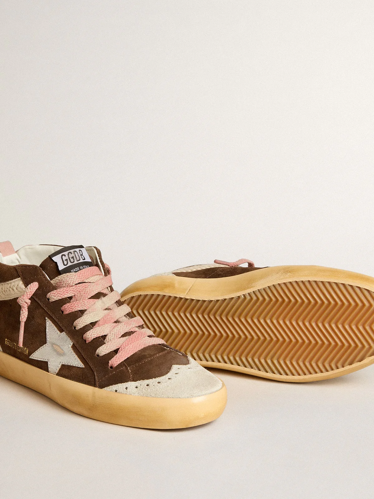 Women | Mid Star Ltd Brown Suede with Silver Nappa Leather Star & Cream Flash | Mustang x Ice x Silver x Buttercream x Ash Rose