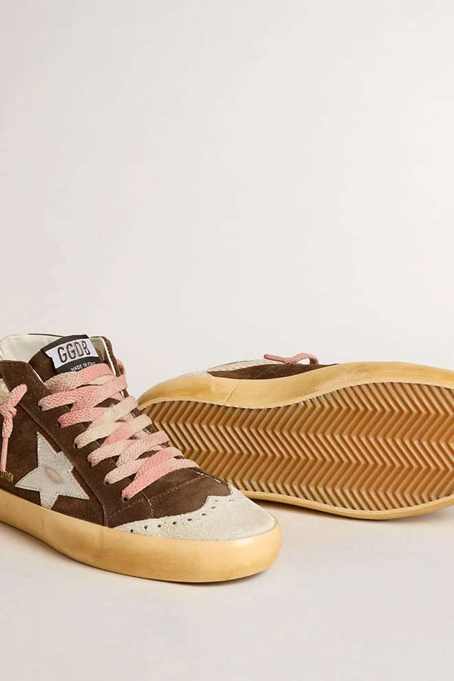Women | Mid Star Ltd Brown Suede with Silver Nappa Leather Star & Cream Flash | Mustang x Ice x Silver x Buttercream x Ash Rose - Image 4