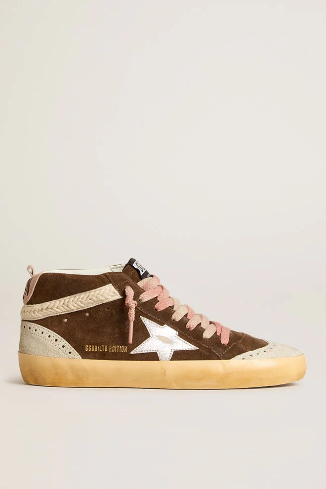 Women | Mid Star Ltd Brown Suede with Silver Nappa Leather Star & Cream Flash | Mustang x Ice x Silver x Buttercream x Ash Rose - Image 7
