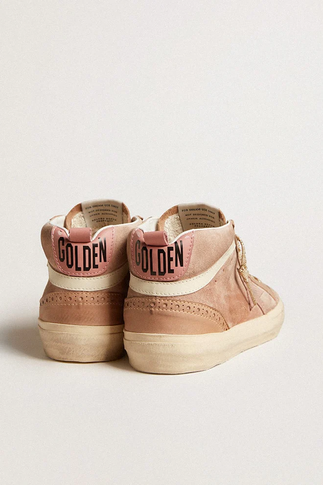 Women | Mid Star Ltd Pink Suede with Pink Lizard-Print Leather Star | Beige x Pink
