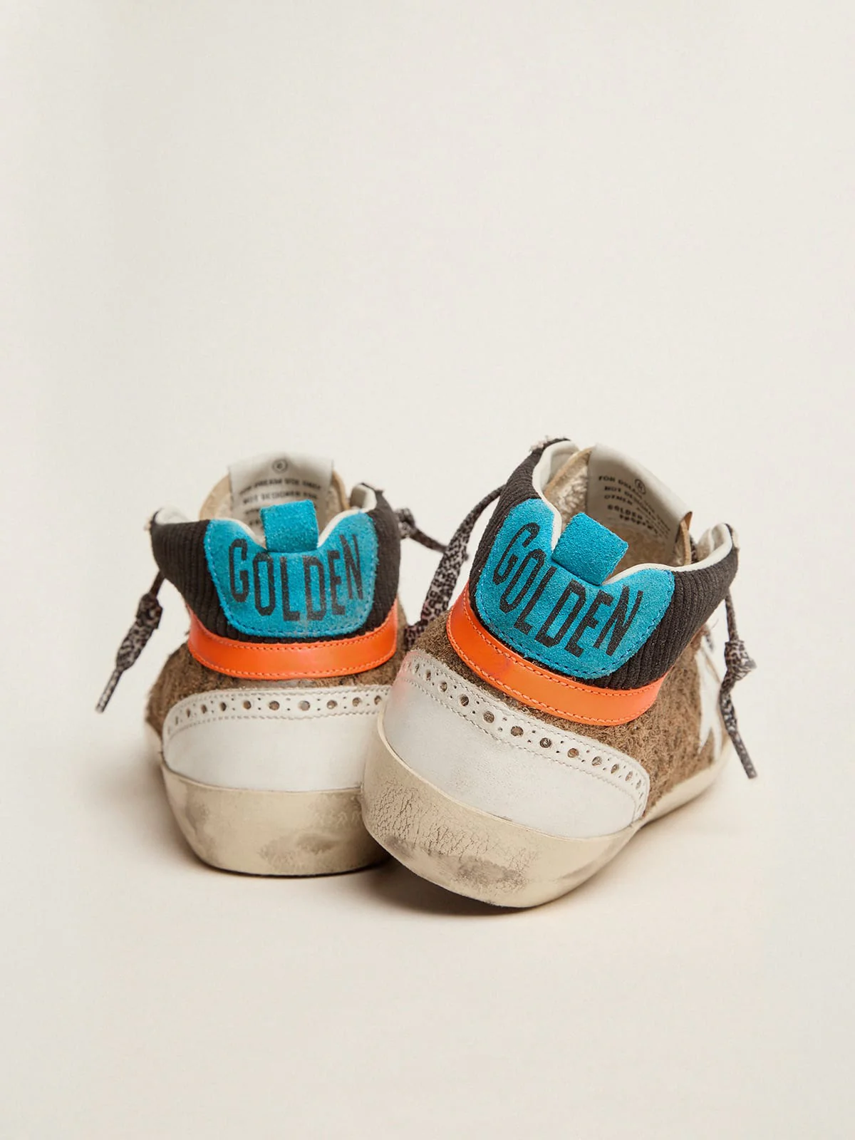 Women | Mid Star Ltd Sneakers with Leopard-Print & Corduroy Suede Upper | Beige Brown Leo x Black x White x Beige x Cyan Blue - Image 9
