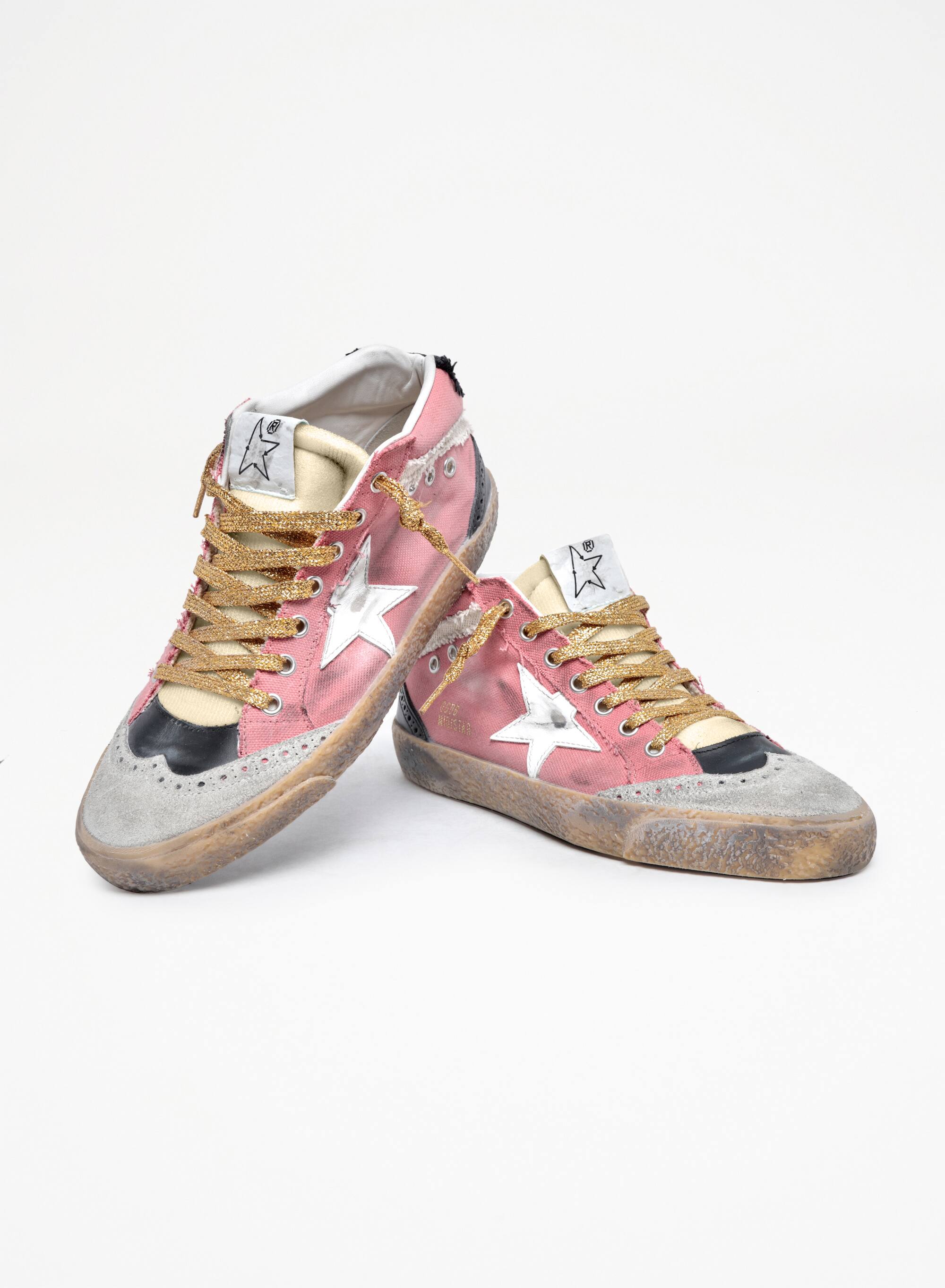 Women | Mid Star Pink Denim with White Leather Star | Salmon x White x Ice x Beige