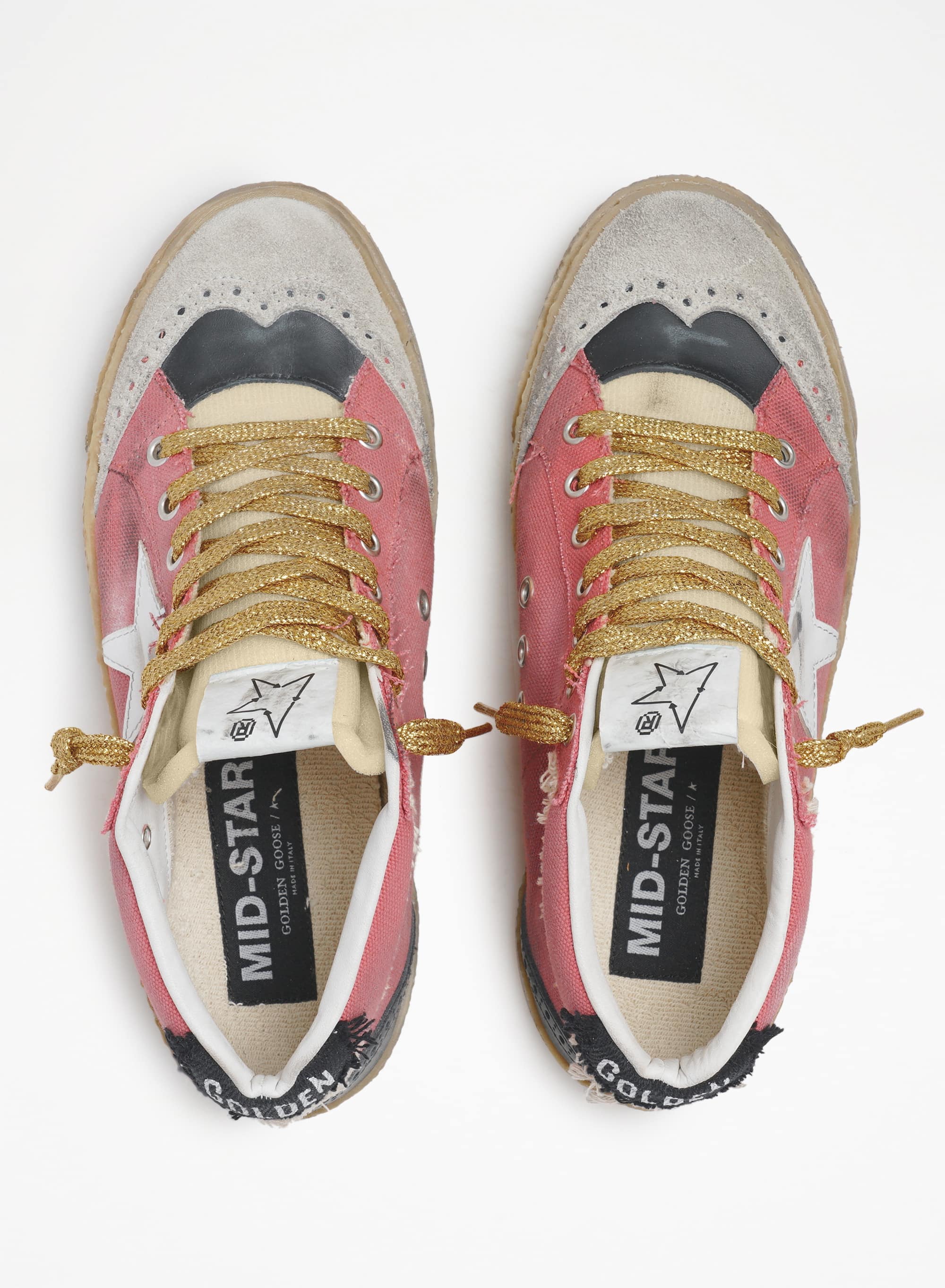 Women | Mid Star Pink Denim with White Leather Star | Salmon x White x Ice x Beige - Image 3