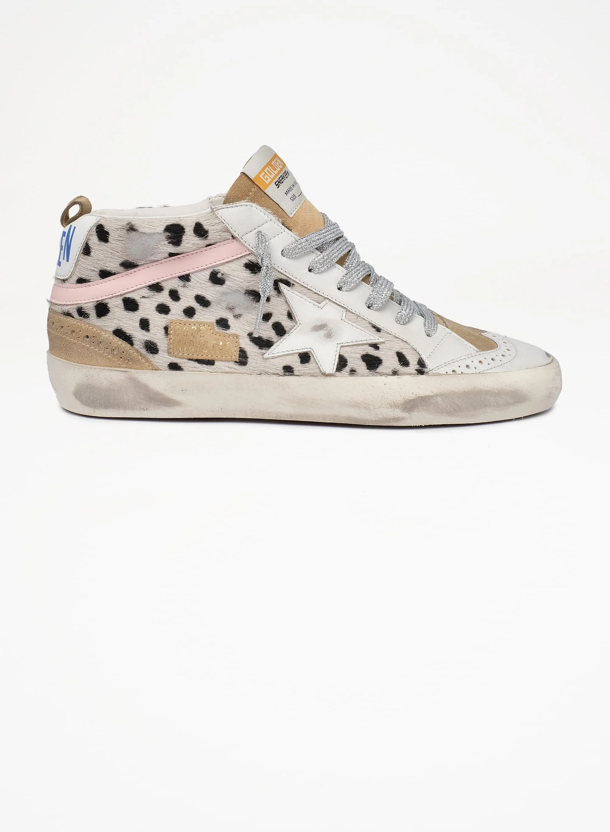 Women | Mid Star Pois Horsy Upper Leather Star Wave & Heel | White Black x White x Cappuccino x Rose Quartz