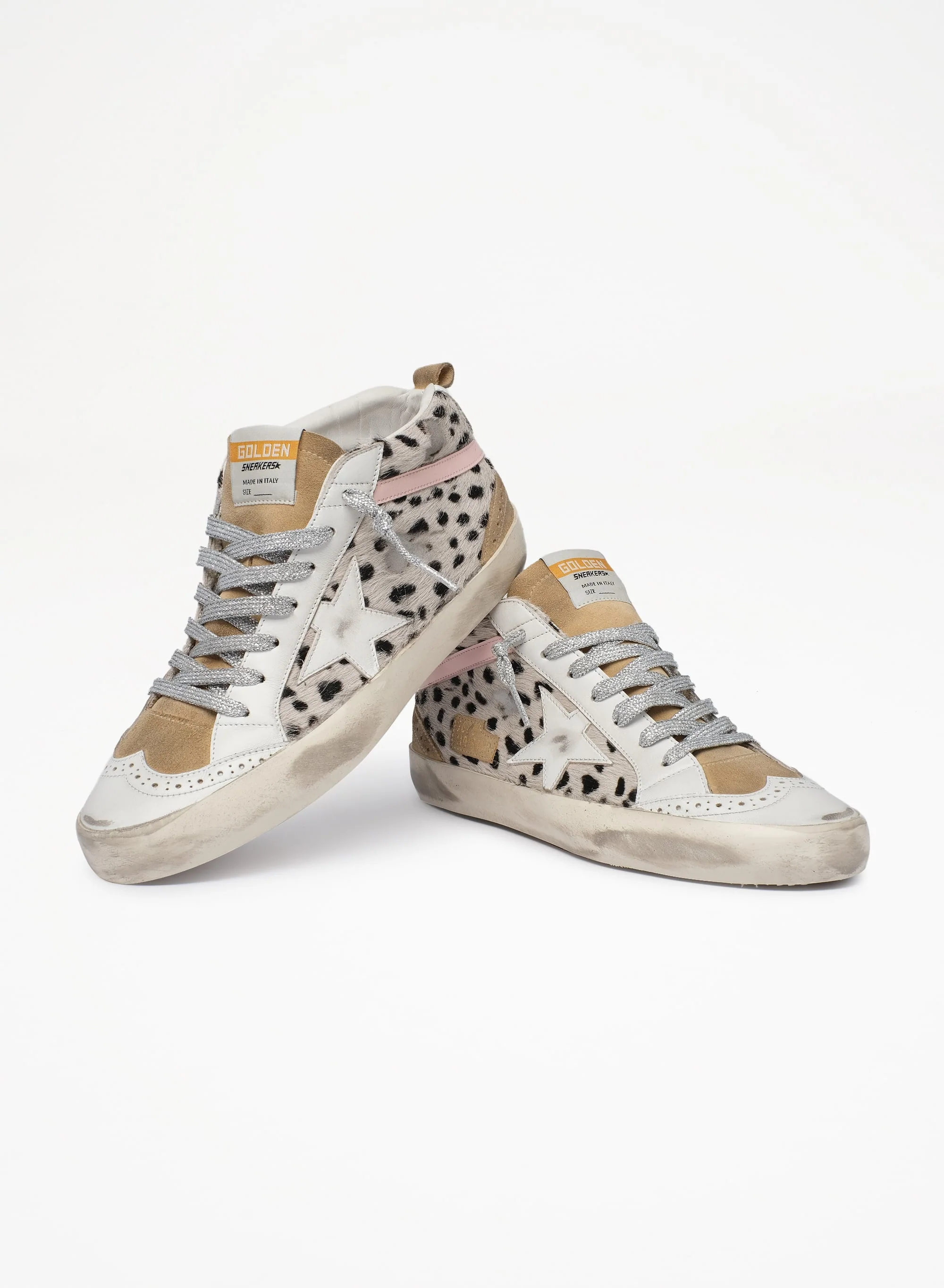 Women | Mid Star Pois Horsy Upper Leather Star Wave & Heel | White Black x White x Cappuccino x Rose Quartz - Image 4