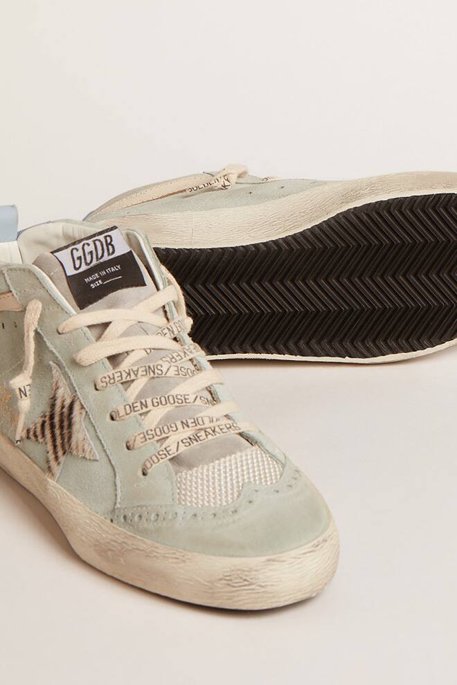 Women | Mid Star Sneakers Aqua Marine with Zebra Star | Aquamarine x Silver x White Black Zebra - Image 3