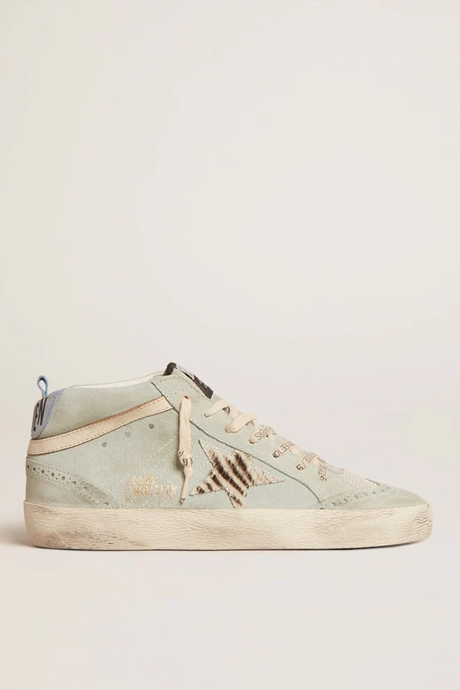 Women | Mid Star Sneakers Aqua Marine with Zebra Star | Aquamarine x Silver x White Black Zebra - Image 4