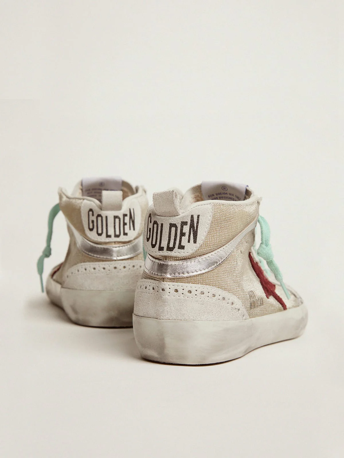 Women | Mid Star Sneakers Gold Suede with Red Cocco Print Leather Star & Laminated Wave | Gold x Ice x Brown x Silver - Image 2
