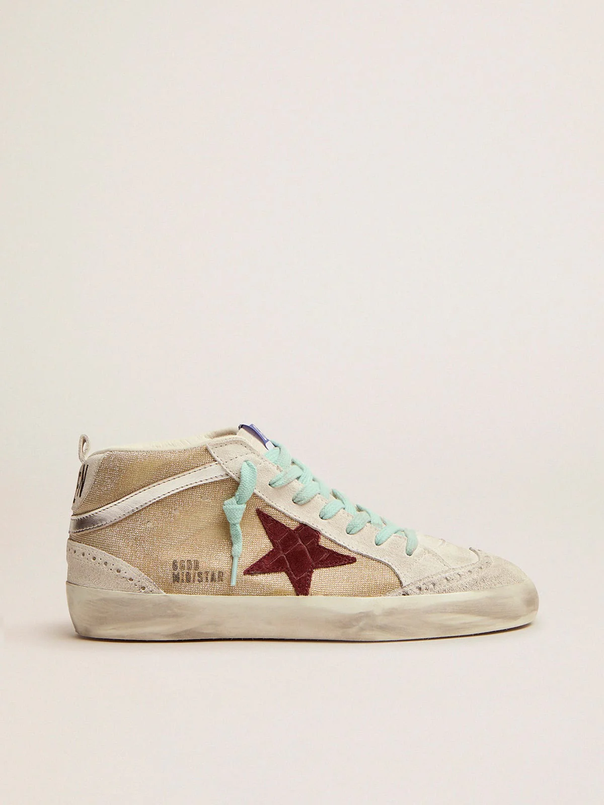 Women | Mid Star Sneakers Gold Suede with Red Cocco Print Leather Star & Laminated Wave | Gold x Ice x Brown x Silver - Image 4
