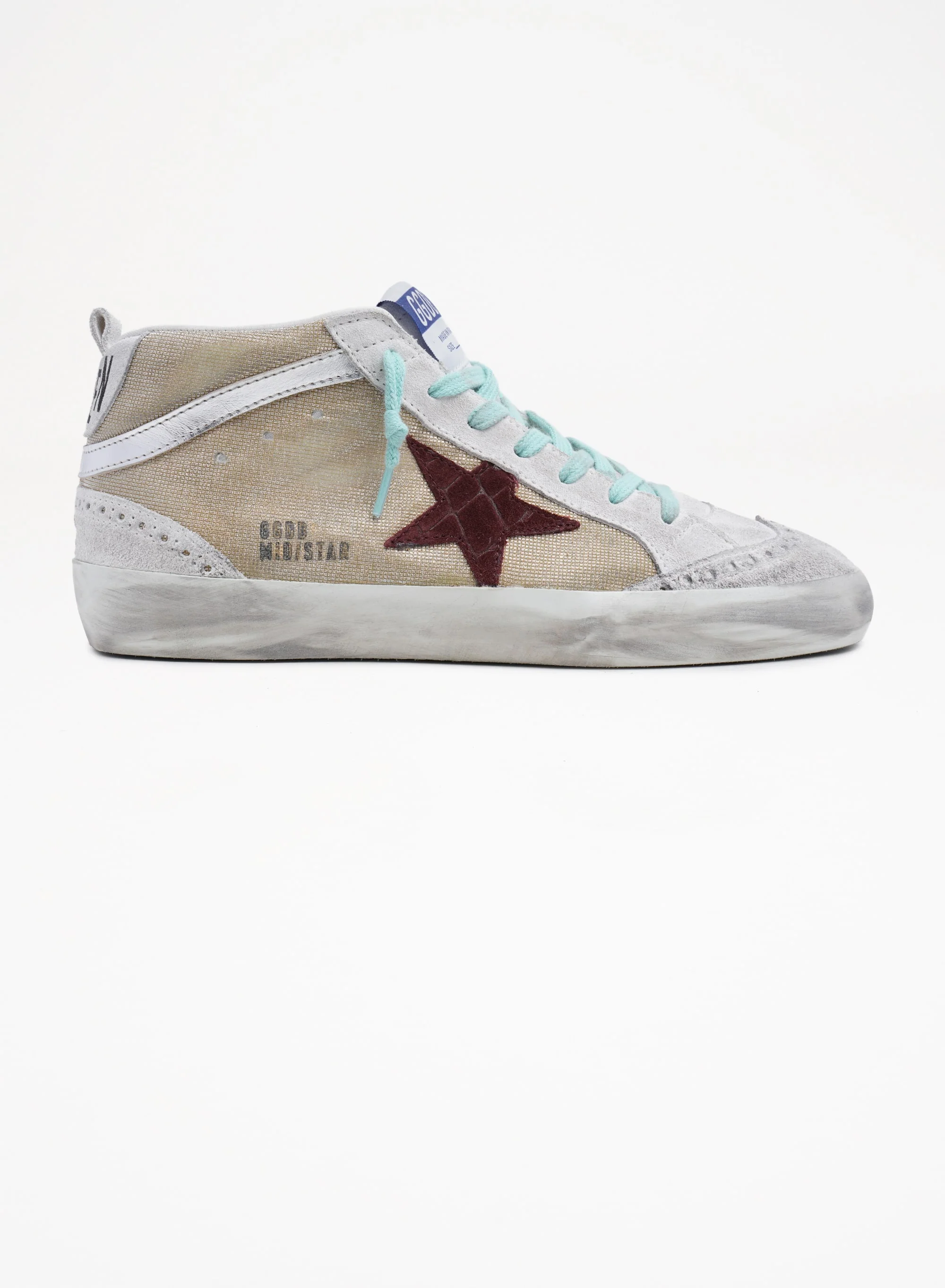 Women | Mid Star Sneakers Gold Suede with Red Cocco Print Leather Star & Laminated Wave | Gold x Ice x Brown x Silver - Image 5