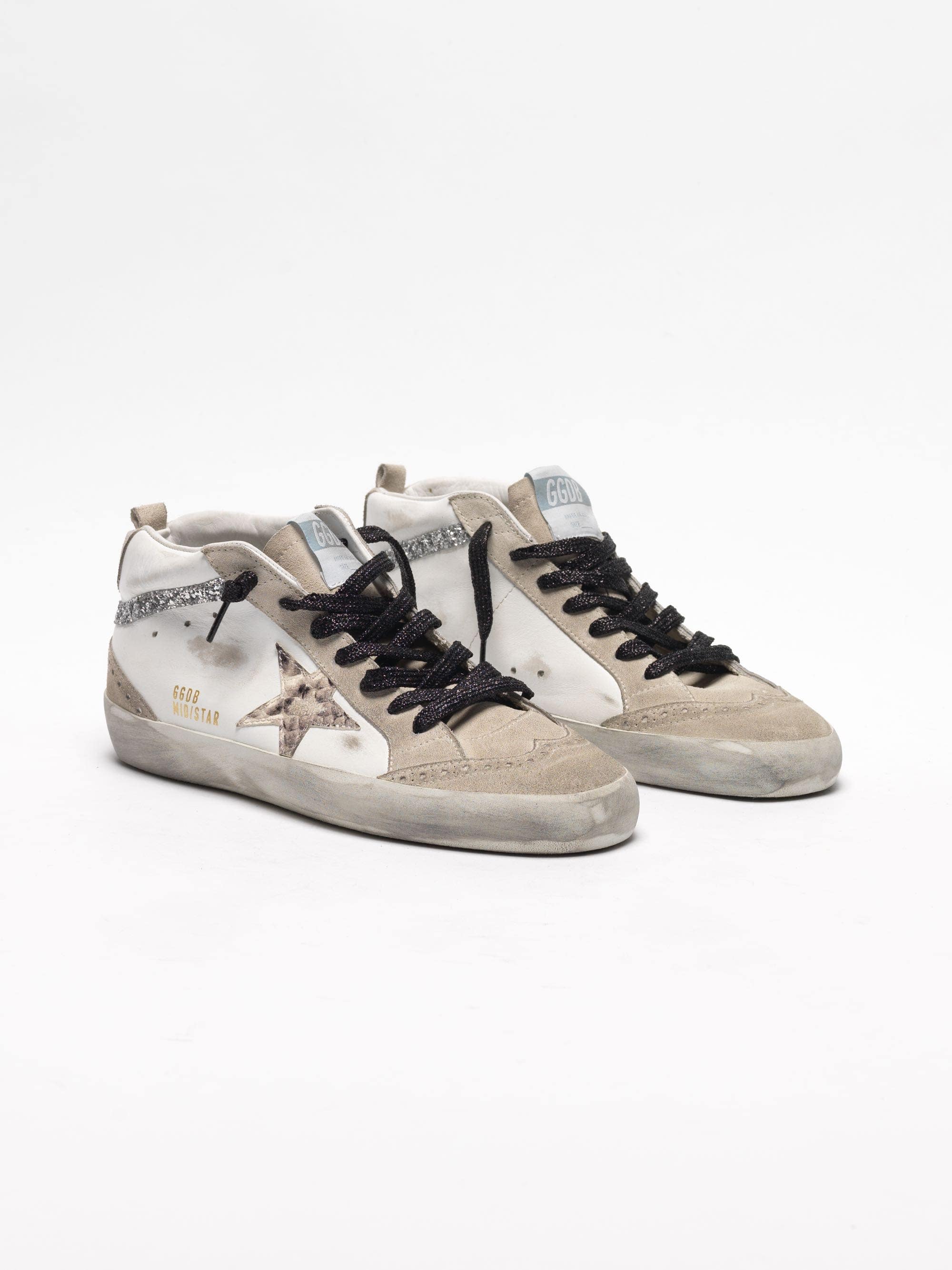 Women | Mid-Star Sneakers Leather with Snakeskin-Print Star & Glitter Inserts - Image 8