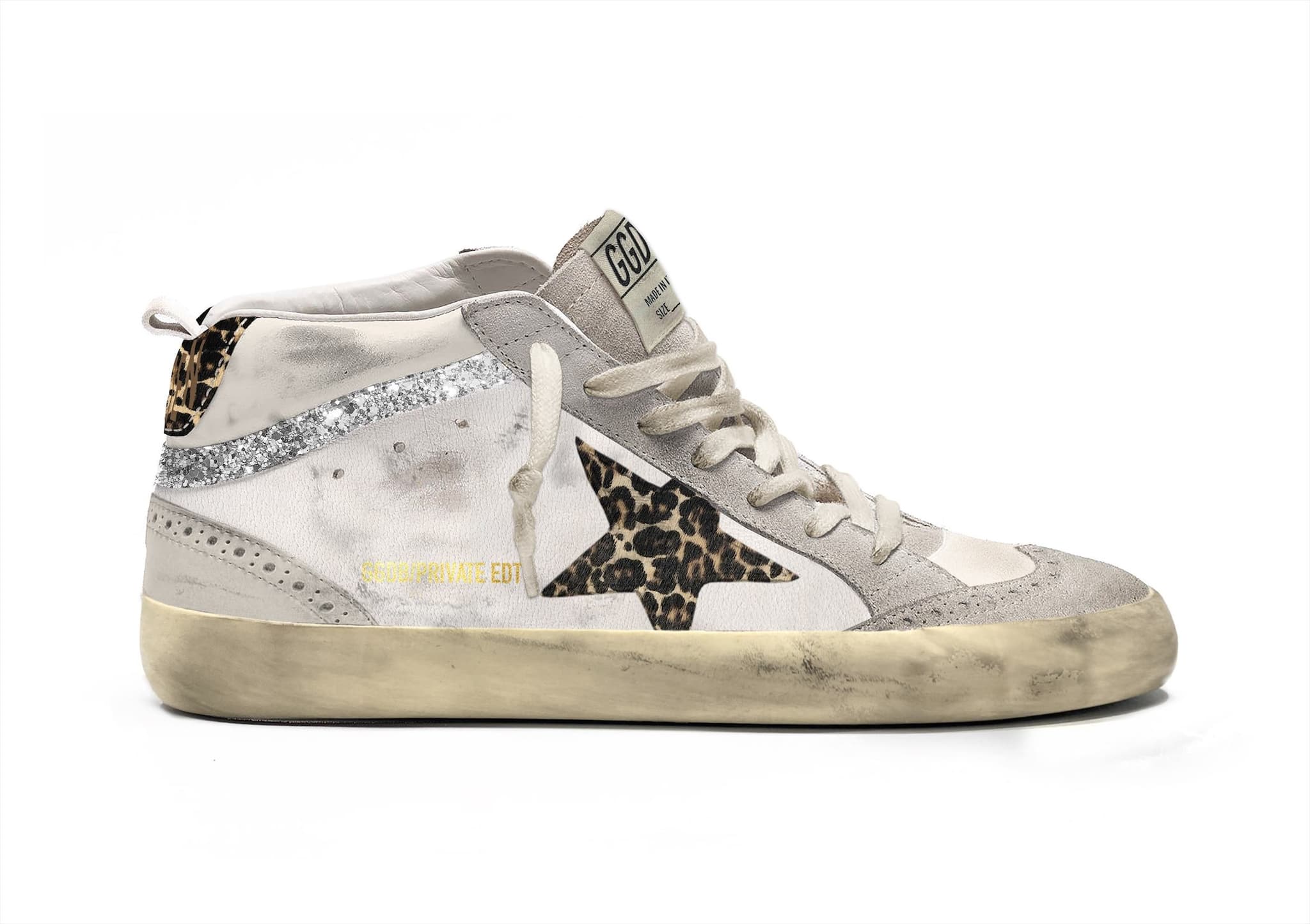 Women | Mid Star White Suede with Leo Star & Heel Tab | White x Black x Brown x Ice x Silver - Image 2