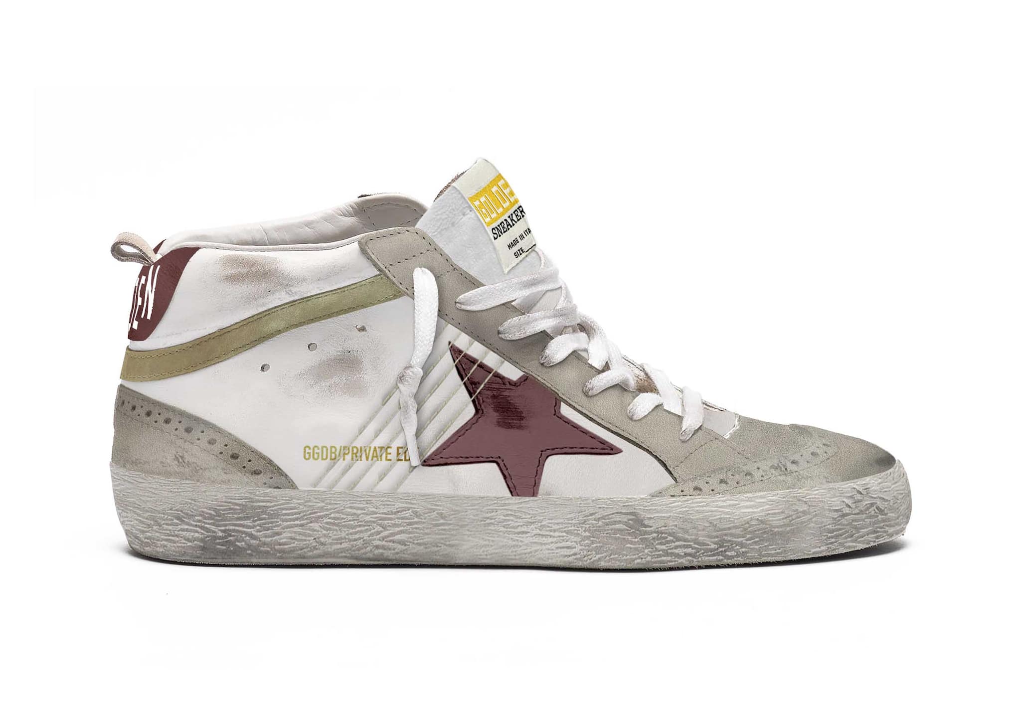 Women | Mid Star with Burgundy Star | White x Burgundy x Taupe x Gold