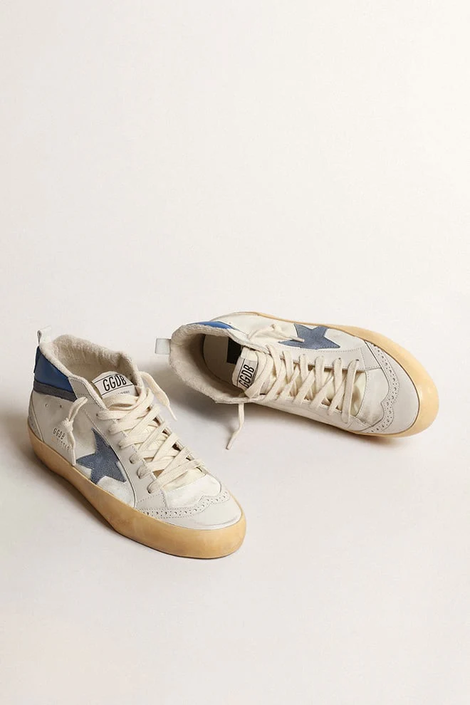 Women | Mid Star with Cream Leather & Powder Blue Star | Cream x Blue x Milky x Powder Blue - Image 2