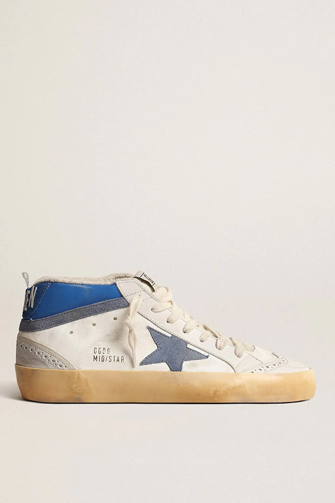 Women | Mid Star with Cream Leather & Powder Blue Star | Cream x Blue x Milky x Powder Blue - Image 4