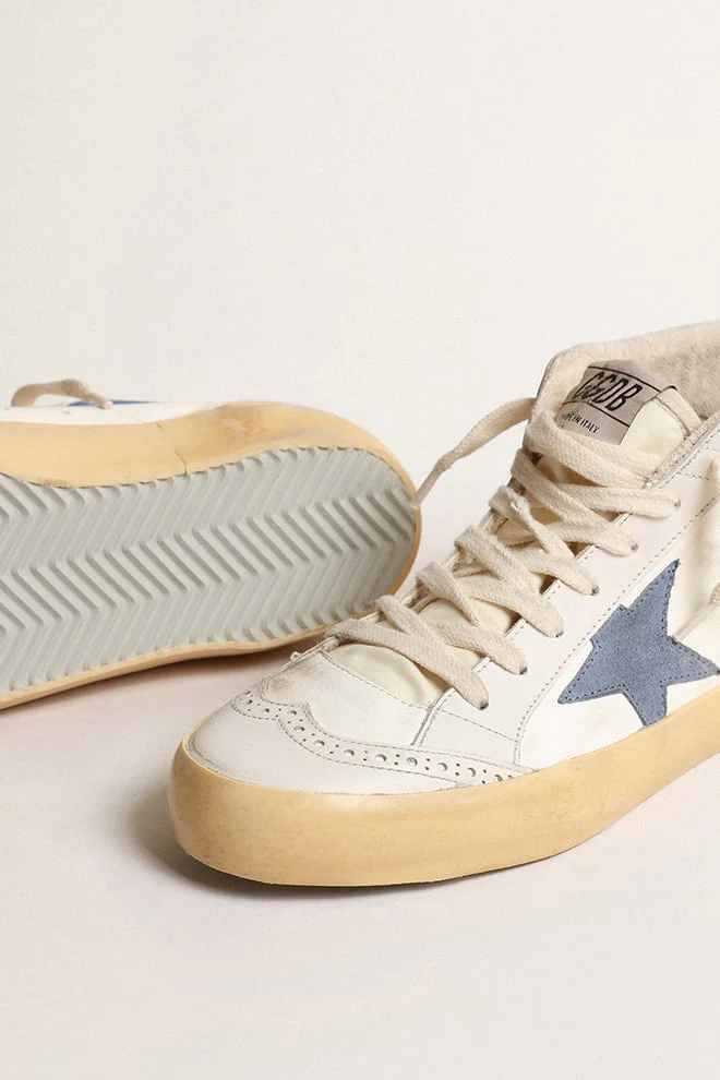 Women | Mid Star with Cream Leather & Powder Blue Star | Cream x Blue x Milky x Powder Blue - Image 5