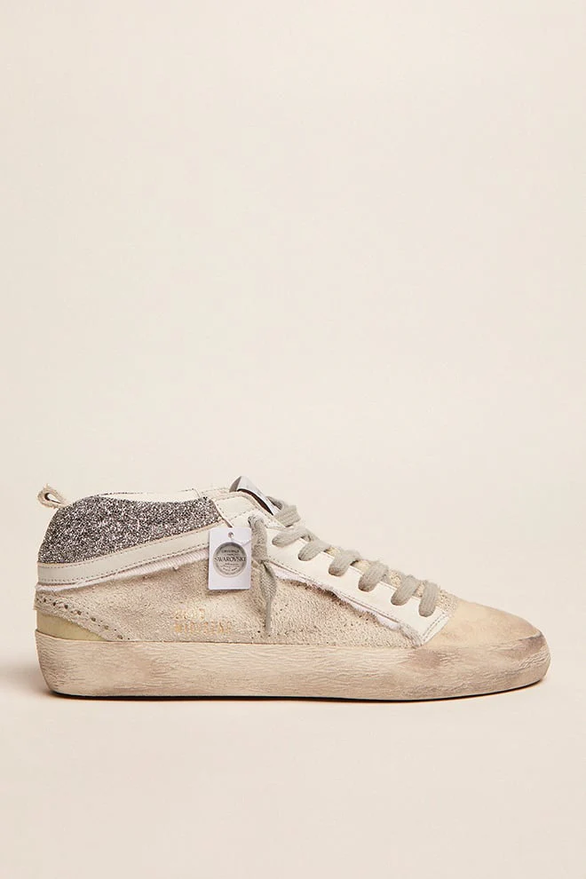 Women | Mid Star with Reverse Construction & Swarovski Crystal Heel Tab | White x Silver Crystal - Image 2