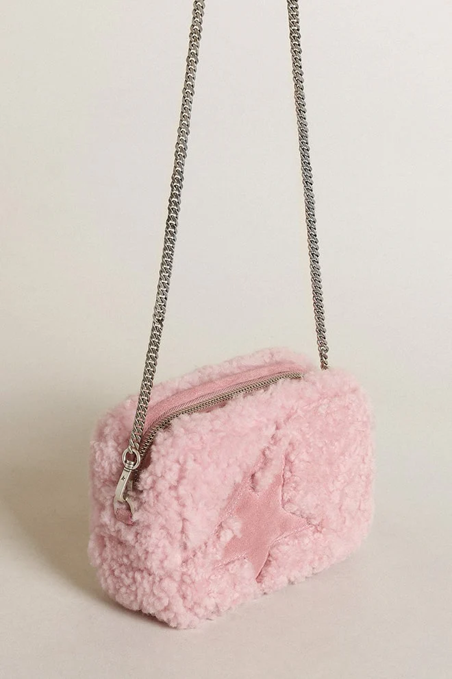 Women | Mini Star Bag Pink Shearling with Suede Star | Baby Pink - Image 9