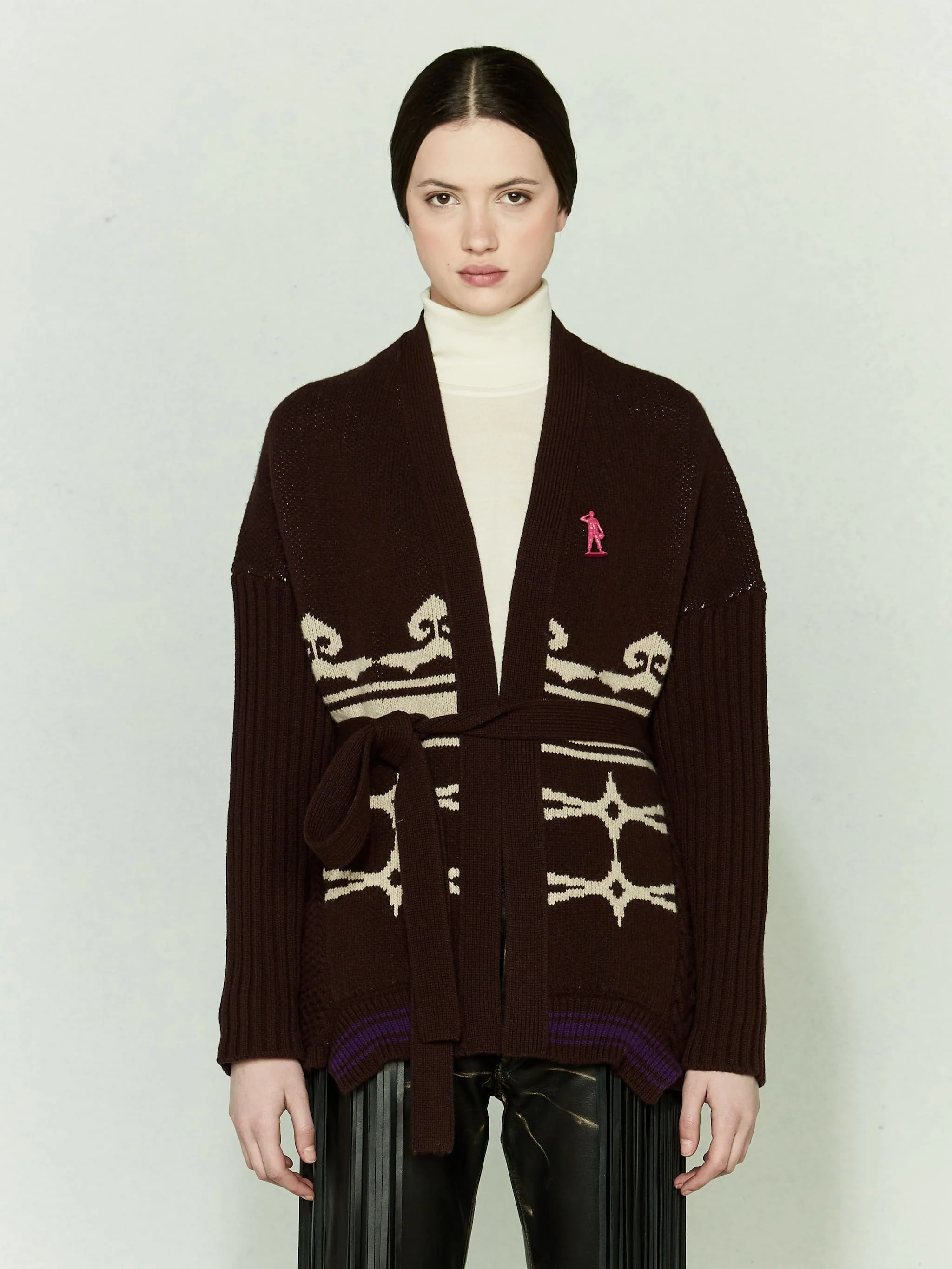 Women | Nanten Cardigan Extrafine Merino Wool with Belt At The Waist - Image 5