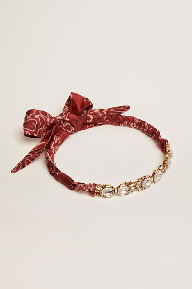 Women | Necklace Antique Gold Color with Crystals & Printed Scarf | Antique Gold x Spiced Apple - Image 5