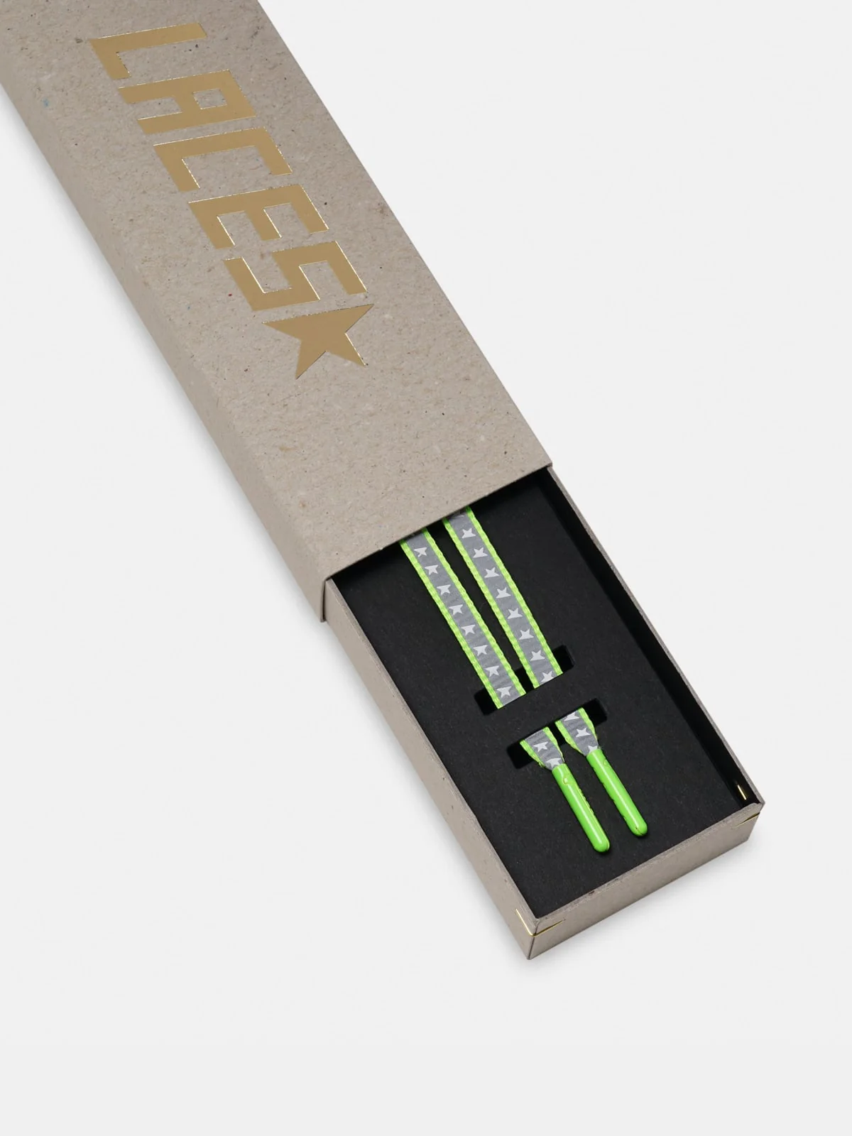 Women | Neon Green Reflective Laces with Stars - Image 3