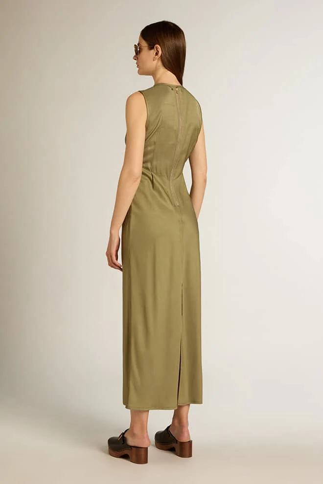 Women | Olive-Colored Wo Midi Dress with Zip Fastening On The Back | Kalamata - Image 10