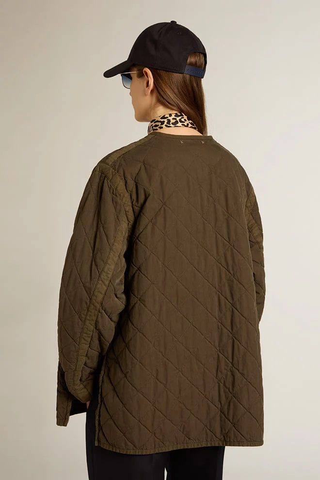 Women | Olive-Green Quilted Jacket | Vintage Olive - Image 11