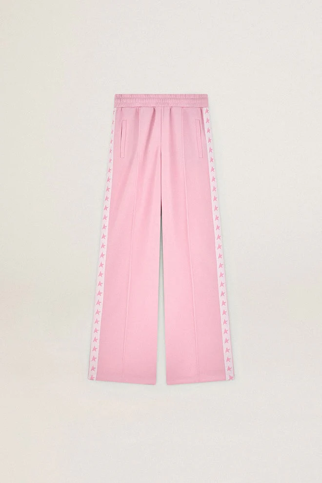 Women | Pink Joggers with Band & Stars On The Sides | Rose Shadow x White