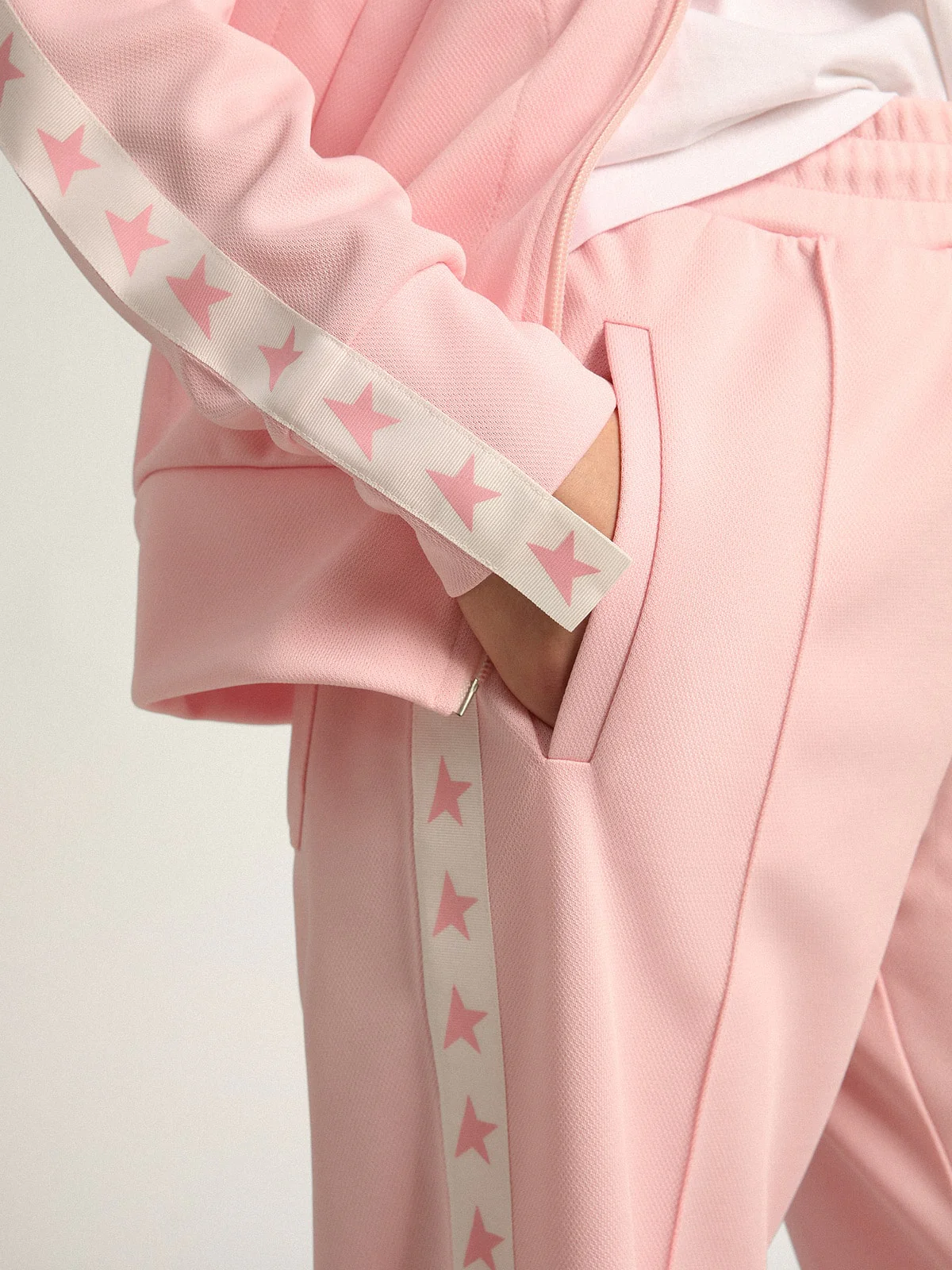 Women | Pink Joggers with Band & Stars On The Sides | Rose Shadow x White - Image 2