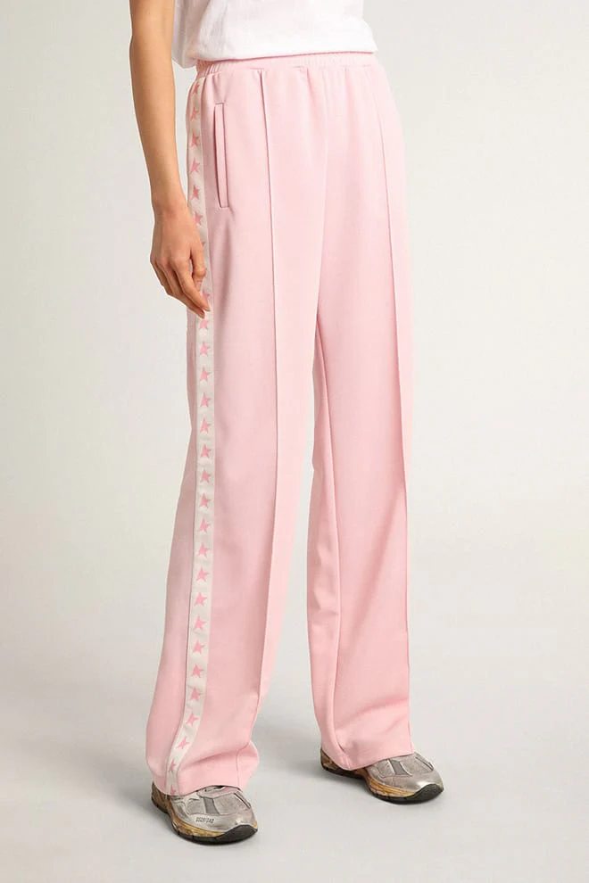 Women | Pink Joggers with Band & Stars On The Sides | Rose Shadow x White - Image 4