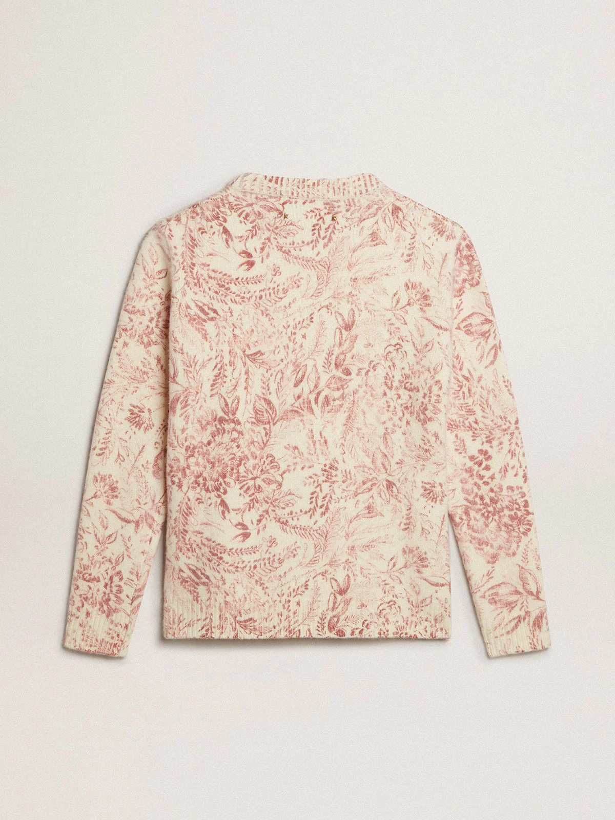 Women | Round-Neck Sweater Wool with All-Over Toile De Jouy Pattern | Heritage White x Haute Red - Image 2