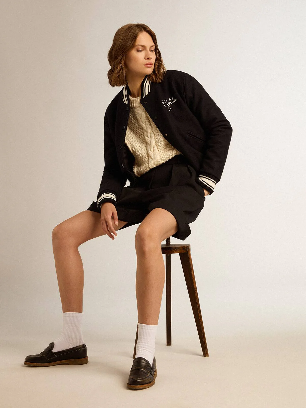 Women | Round-Neck Sweater Wool with Braided Motif | Natural White - Image 8