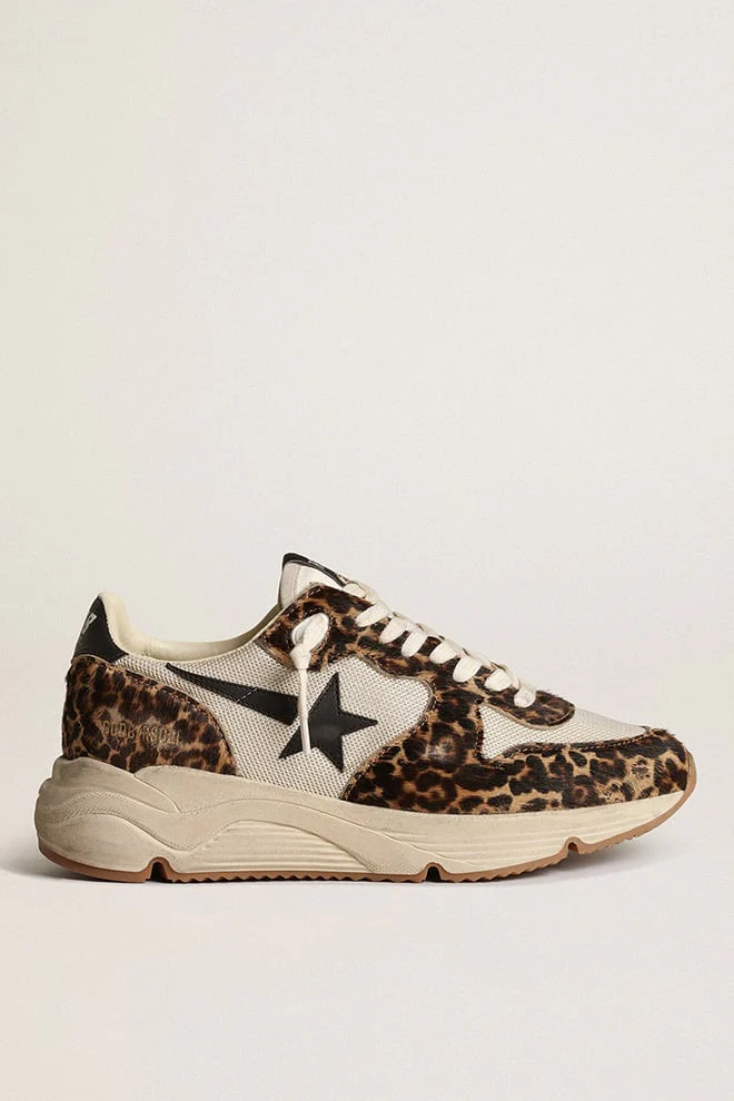 Women | Running Sole Cream-Colored Mesh with Pony Skin Inserts | Cream x Beige Brown Leo x Black - Image 6